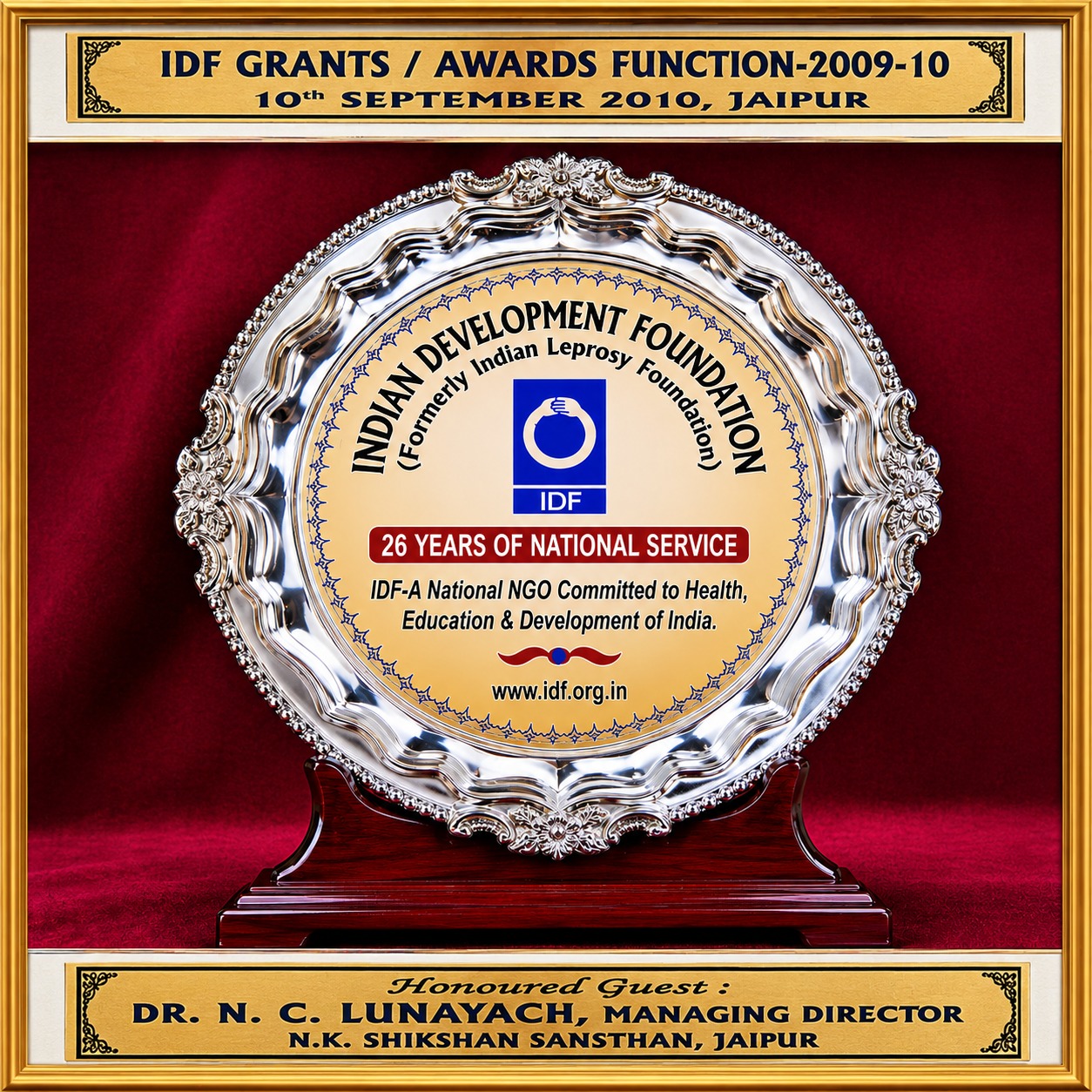 Honored by Indian Development Foundation